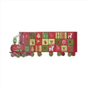Wooden Christmas Advent Calendar Two-car Train 23 Days Countdown Tabletop Decoration