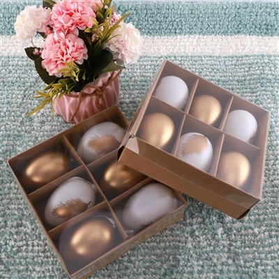Plastic Golden White Easter Eggs Decoration