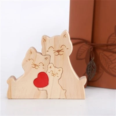 Wood Cute Cat Shape Decorations